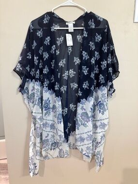 Maurices Navy Floral Sheer Kimono